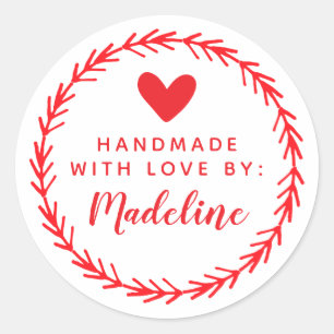 Dein Name   Handmade by Runder Aufkleber