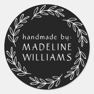 Dein Name   Handmade by Runder Aufkleber