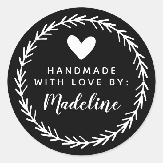 Dein Name | Handmade by Runder Aufkleber (Vorderseite)