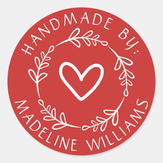 Dein Name | Handmade by Runder Aufkleber (Vorderseite)