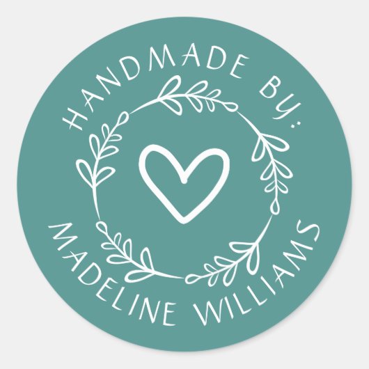 Dein Name | Handmade by Runder Aufkleber (Vorderseite)