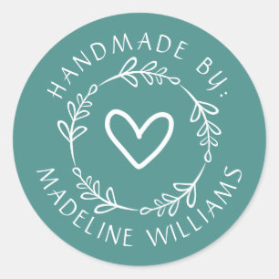 Dein Name   Handmade by Runder Aufkleber