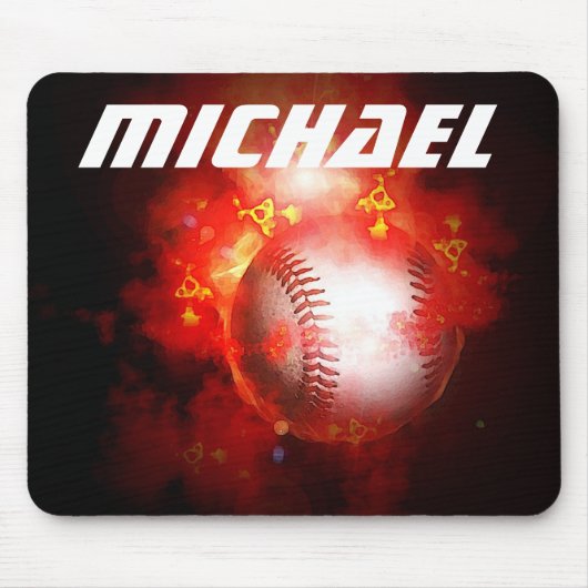 Dein Name Individuelle Flammende Baseball-Kunstwer Mousepad (Vorne)