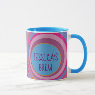 Dein Name ist Brew. Uhr Pink Lila Blue Orange Tasse