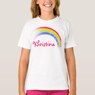 "Dein Name" Kinder oben auf Regenbogen T-Shirt