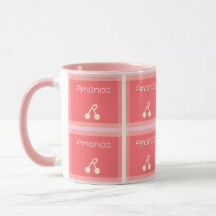 Dein Name Kirschgittermuster Tasse