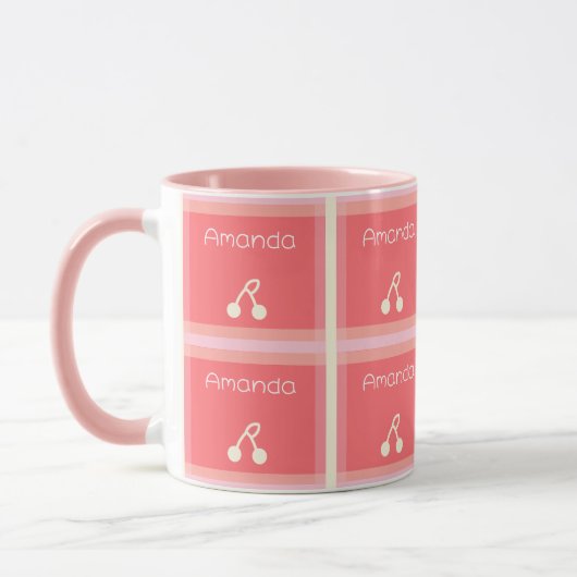 Dein Name Kirschgittermuster Tasse (Links)