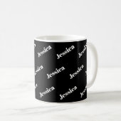 Dein Name | Moderne weiße Schrift auf schwarz Kaffeetasse (VorderseiteRechts)