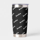 Dein Name | Moderne weiße Schrift auf schwarz Thermobecher (Links)