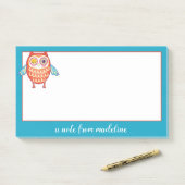 Dein Name | Niedliches farbiges Eule Post-it Klebezettel (Auf Schreibtisch)