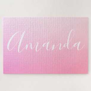 Dein Name oder Wort Rosa Farbverlauf Ombre Puzzle