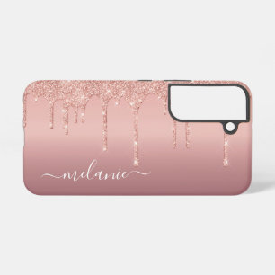 Dein Name Personalisierte Roségold-Rouge Glitter Samsung Galaxy Hülle