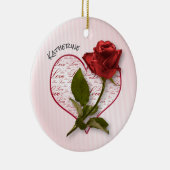 Dein Name | Rote Rose und Steppflorfotografie Keramik Ornament (Rechts)