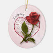 Dein Name | Rote Rose und Steppflorfotografie Keramik Ornament (Links)