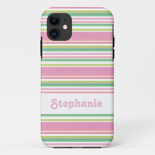 "Dein Name" Stripey Perlen rosa iPhone5 Fall Case-Mate iPhone Hülle (Rückseite)