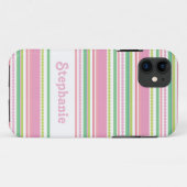 "Dein Name" Stripey Perlen rosa iPhone5 Fall Case-Mate iPhone Hülle (Rückseite (Horizontal))