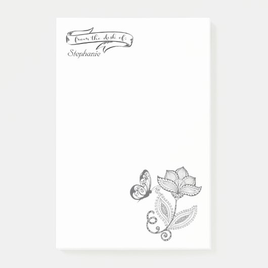 DEIN NAME | vom Schreibtisch der Schmetterlingsmüh Post-it Klebezettel (Vorderseite)