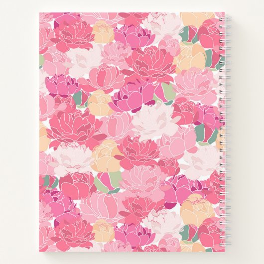 Dein Name | Wasserfarbenpeonys Notizbuch (Rückseite)