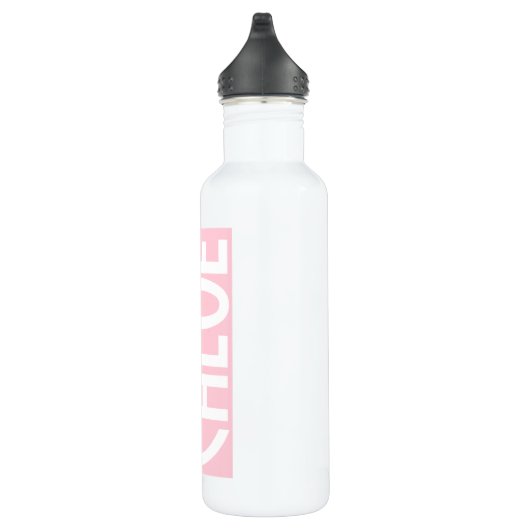 Dein Name | Weißer Text auf hellrosa Edelstahlflasche (Rechts)