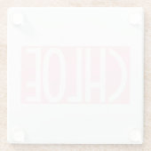 Dein Name | Weißer Text auf hellrosa Glasuntersetzer (Rückseite)