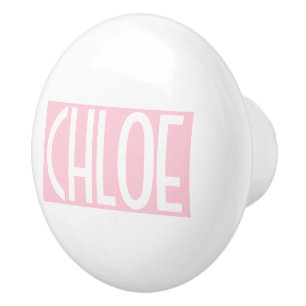 Dein Name   Weißer Text auf hellrosa Keramikknauf