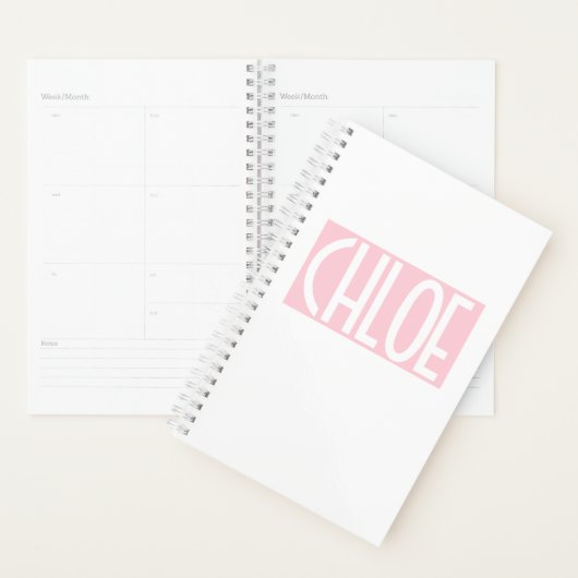 Dein Name | Weißer Text auf hellrosa Planer (Anzeige)