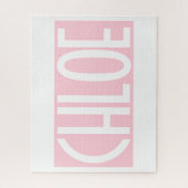 Dein Name | Weißer Text auf hellrosa Puzzle (Vertikal)