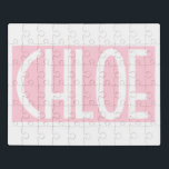 Dein Name | Weißer Text auf hellrosa Puzzle<br><div class="desc">Augenfaszinierend und modern.</div>