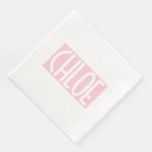 Dein Name | Weißer Text auf hellrosa Serviette (Ecke)