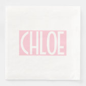 Dein Name | Weißer Text auf hellrosa Serviette (Vorderseite)