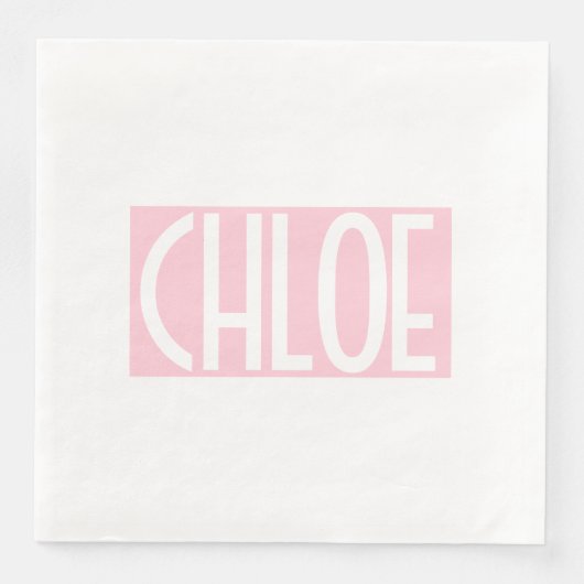 Dein Name | Weißer Text auf hellrosa Serviette (Vorderseite)