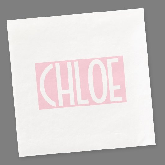Dein Name | Weißer Text auf hellrosa Serviette