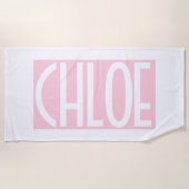 Dein Name | Weißer Text auf hellrosa Strandtuch (Vorderseite)