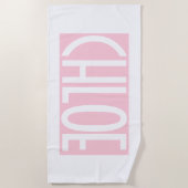 Dein Name | Weißer Text auf hellrosa Strandtuch (Vorderseite)