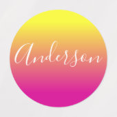 Dein Name | Weißes Skript auf Gelb/Rosa Farbton Etiketten (Design 1)