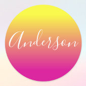 Dein Name | Weißes Skript auf Gelb/Rosa Farbton Etiketten