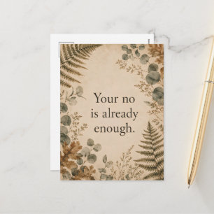 Dein Nein ist genug Grenzen Botanischer Spruch Feiertagspostkarte