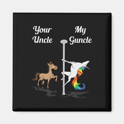 Dein Onkel Mein Onkel Du Me tanzen Unicorn Rainbo Magnet (Vorne)