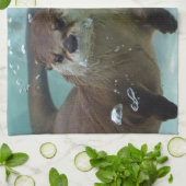Dein schöner halb brauner Fluss Otter schwimmen Küchentuch (Gefaltet)