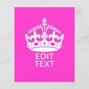 Dein Text auf Keep Calm Crown Hot Pink Flyer