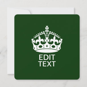 Dein Text KEEP CALM CROWN auf Grün - Anpassbar!