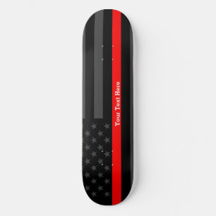 Dein Text Thin Red Line Benutzerdefiniertes Schwar Skateboard