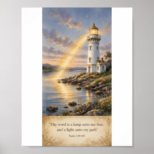 Dein Wort ist eine Lampe Leuchtturm Psalm 119:105 Poster