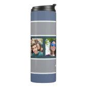DEINE 4 FOTO & NAME Stripes Muster Thermosbecher (Nach links gedreht)