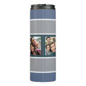 DEINE 4 FOTO & NAME Stripes Muster Thermosbecher (Rückseite)