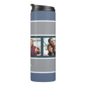 DEINE 4 FOTO & NAME Stripes Muster Thermosbecher (Nach rechts gedreht)