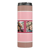 DEINE 4 FOTO & NAME Stripes Muster Thermosbecher (Rückseite)