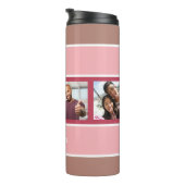 DEINE 4 FOTO & NAME Stripes Muster Thermosbecher (Nach rechts gedreht)