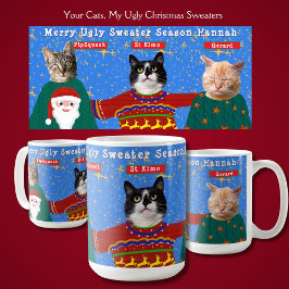 Deine drei Katzen tragen hässliches Weihnachtssüßc Kaffeetasse