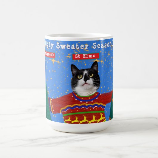 Deine drei Katzen tragen hässliches Weihnachtssüßc Kaffeetasse (Mittel)